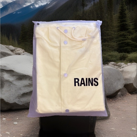 NWT RAINS Longer Jacket Raincoat XL Straw Yellow (Unisex) Waterproof MSRP $140 - Picture 5 of 6